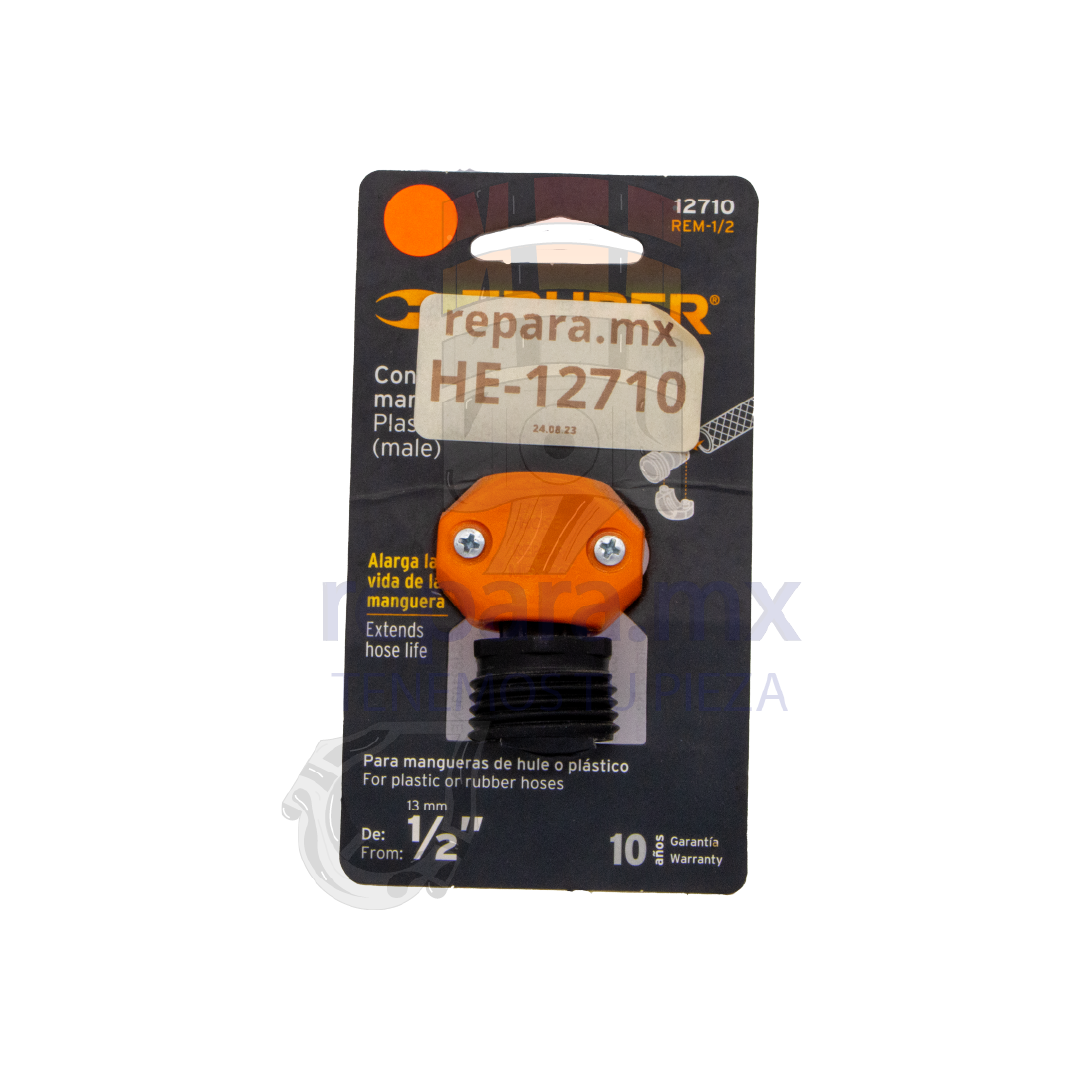 CONECTOR 1/2 MACHO DE ABS PARA MANGUERA TRUPER 12710