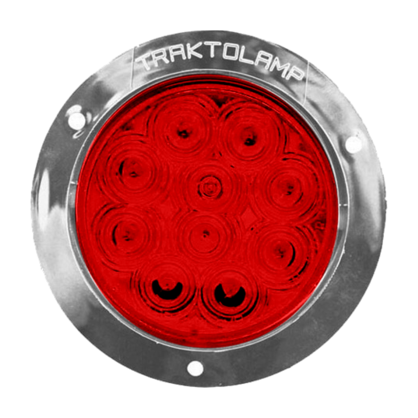 Plafón redondo 4" 10 LED rojo arillo cromado 12/24V Traktolamp 8000CR