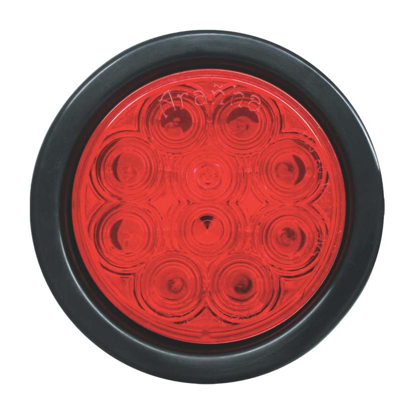 Plafón redondo 4" 10 LED rojo con grommet 12/24V Traktolamp 8000R