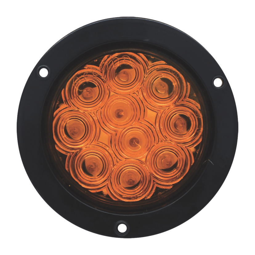 Plafón redondo 4" 10 LED ámbar ráfaga arillo negro 12/24V Traktolamp 8028NA