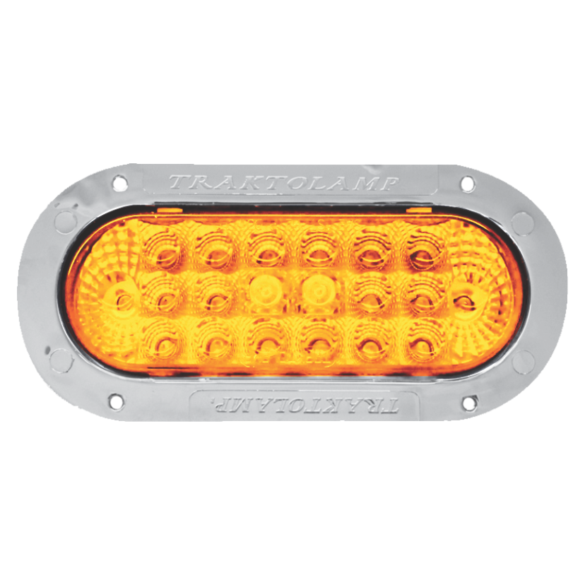 Plafón ovalado 20 LED ámbar ráfaga arillo cromado con embellecedor 12/24V Traktolamp 8041CERA