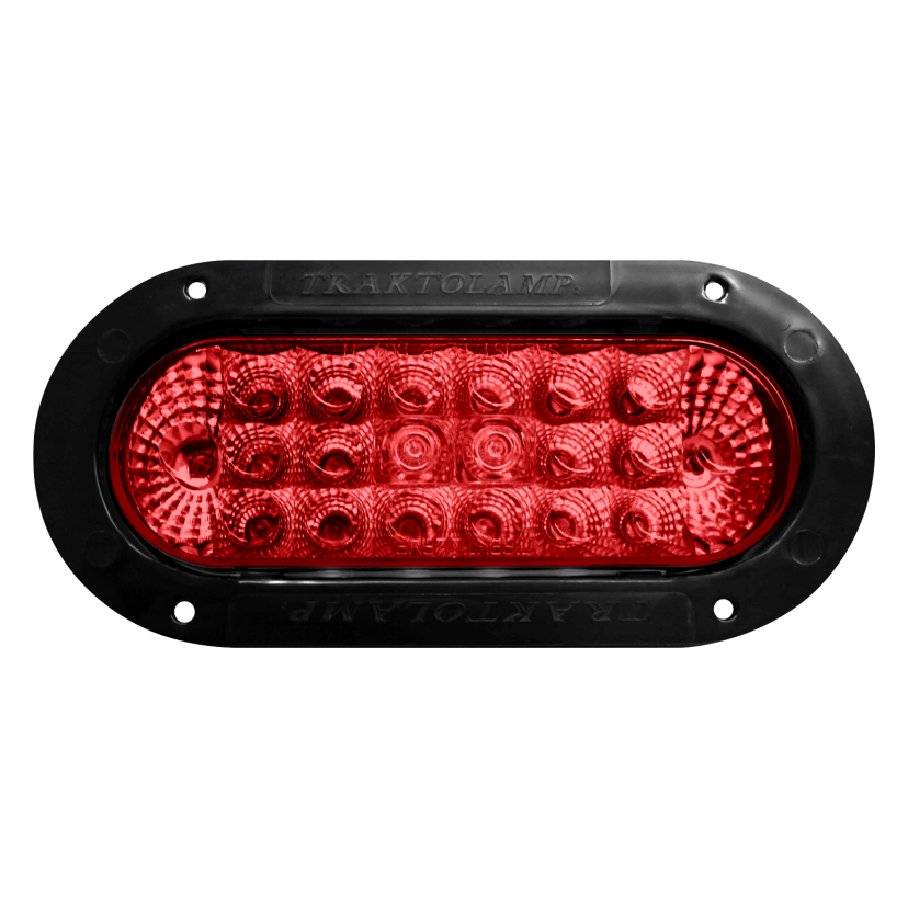 Plafón ovalado 20 LED rojo arillo negro con embellecedor 12/24V Traktolamp 8041ER