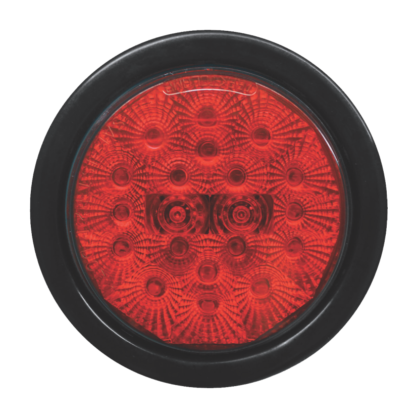 Plafón redondo 4" 20 LED rojo base plana con embellecedor con grommet 12/24V Traktolamp 8042ER