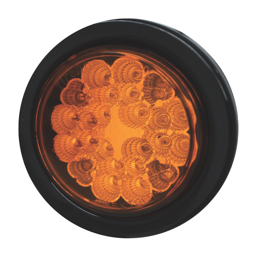 Plafón redondo 4" 32 LED ámbar ráfaga base plana con embellecedor 12/24V Traktolamp 8071ERA