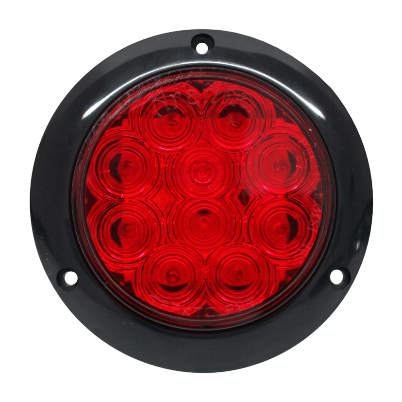 Plafón redondo 4" 10 LED rojo base de sobreponer negra 12/24V Traktolamp 8096NR