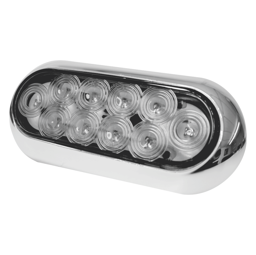 Plafón ovalado 10 LED cristal arillo cromado base de sobreponer cromada 12/24V Traktolamp 8107CC