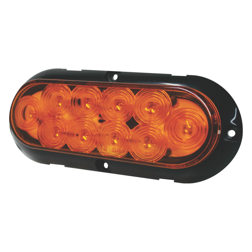 Plafón ovalado 10 LED ámbar base de sobreponer negra 12/24V Traktolamp 8107NA