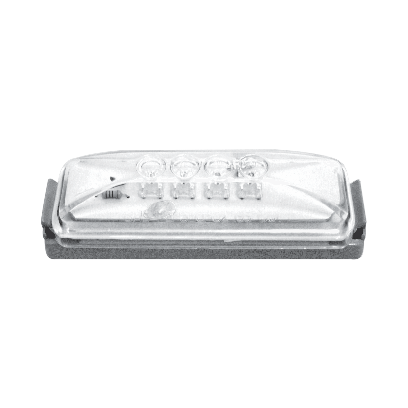 Plafón rectangular 4 LED ámbar lente con ópticos lente cristal toldo Kenworth 12/24V Traktolamp 9013OPA