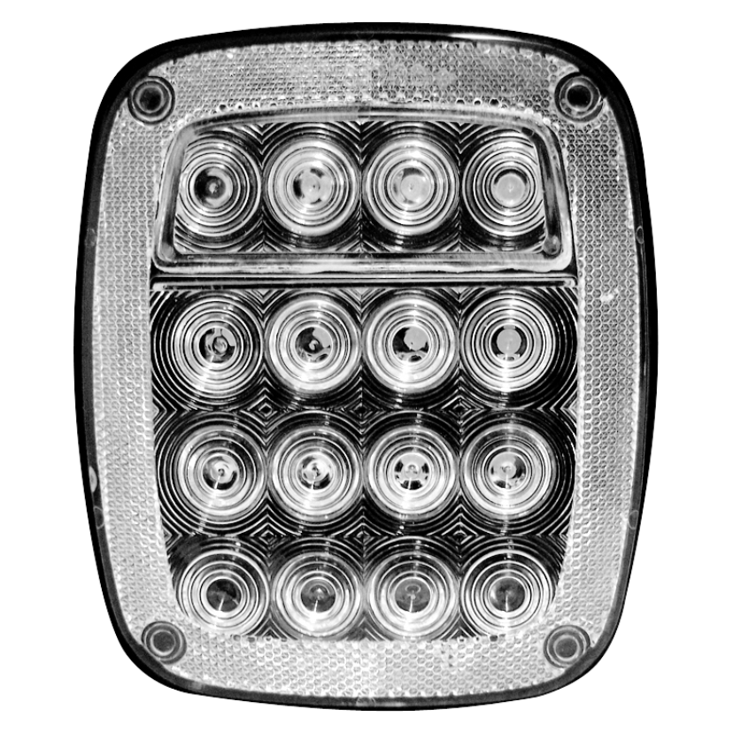 Calavera universal 16 LED base plana fija lente cristal 12/24V Traktolamp 9050PLF
