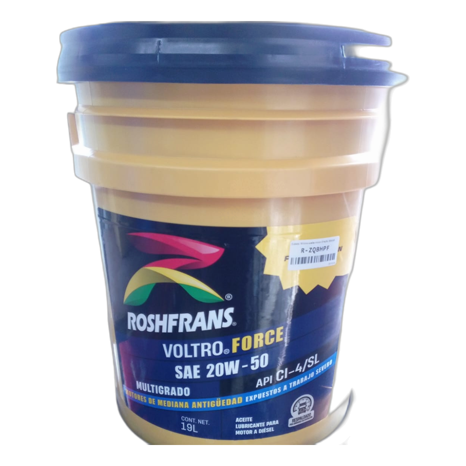 Cubeta 19 litros aceite motor Roshfrans Voltro Force CI-4/SL 20W50