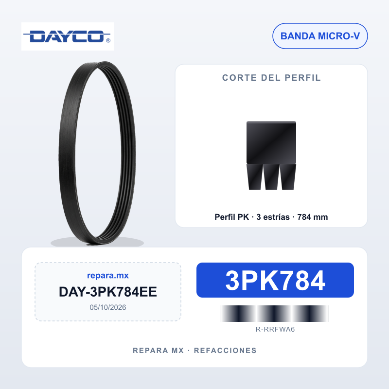 BANDA DAYCO POLY V ELASTICA 3PK784EE