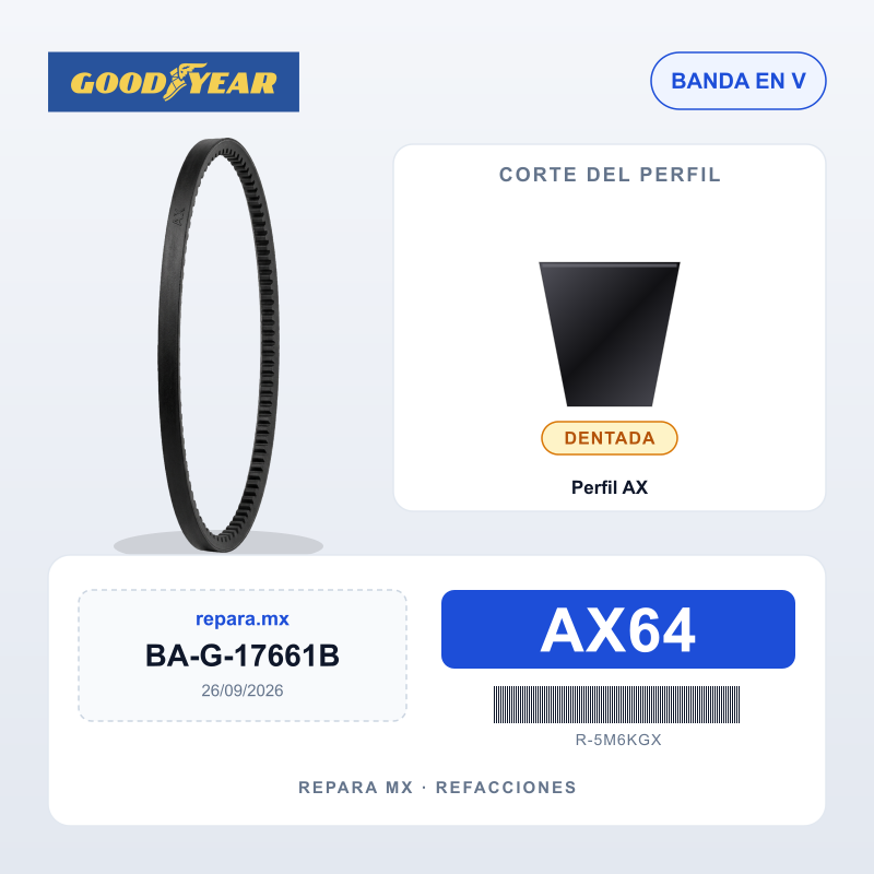 BANDA GOODYEAR EN V 17661 Equivalencia: AX64