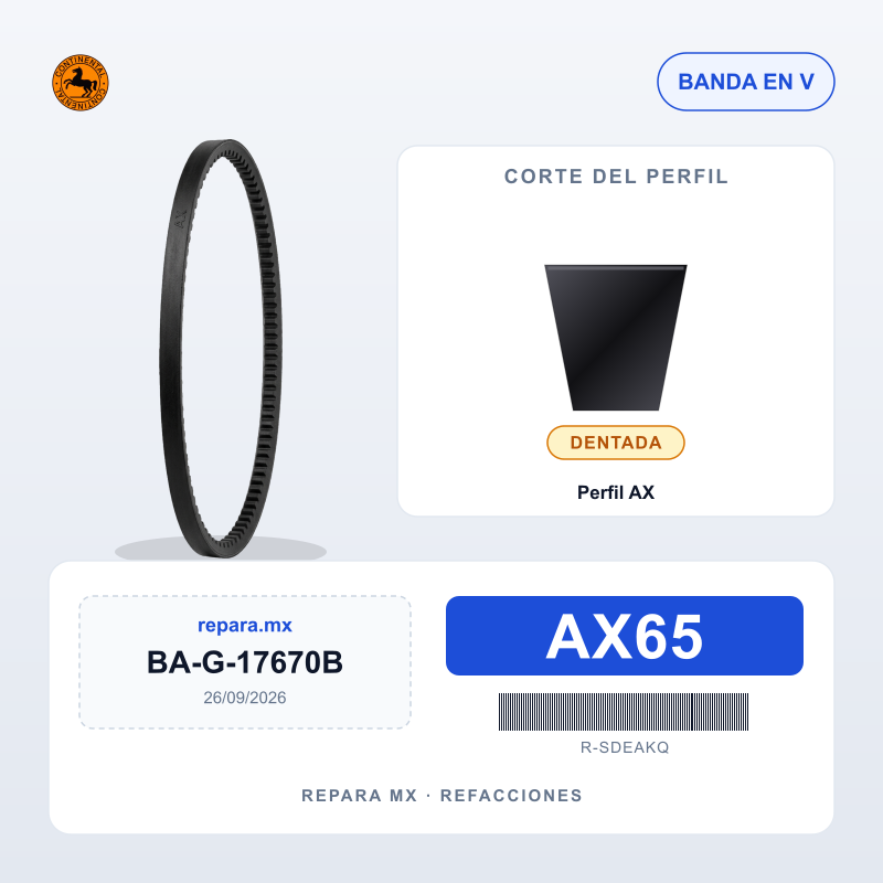 BANDA CONTINENTAL EN V 17670B Equivalencias: AX65 13AV1702