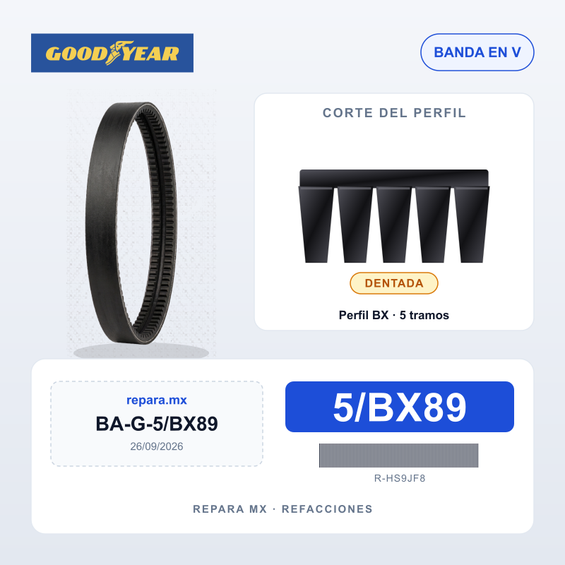 BANDA TORQUE TEAM DOBLE 5/BX89 marca Goodyear