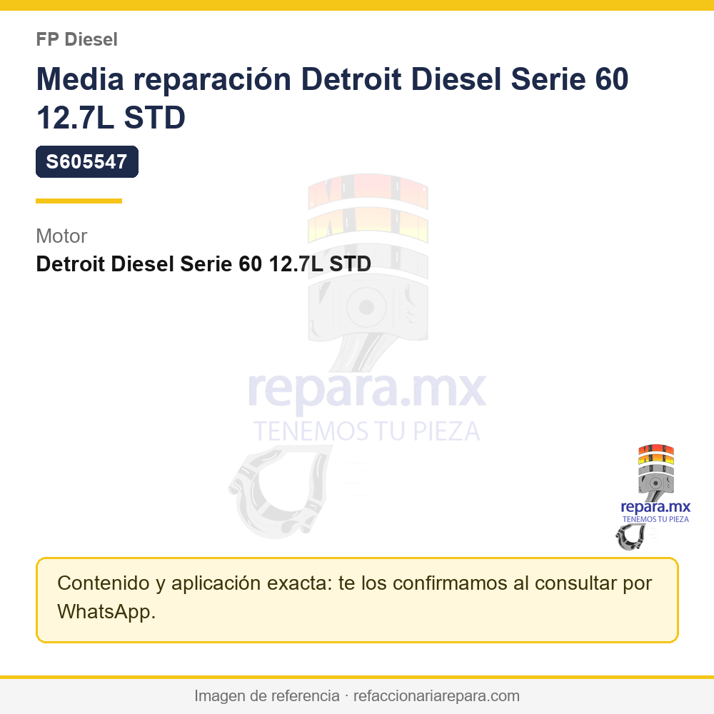 Media reparación Detroit Diesel Serie 60 12.7L STD FP Diesel