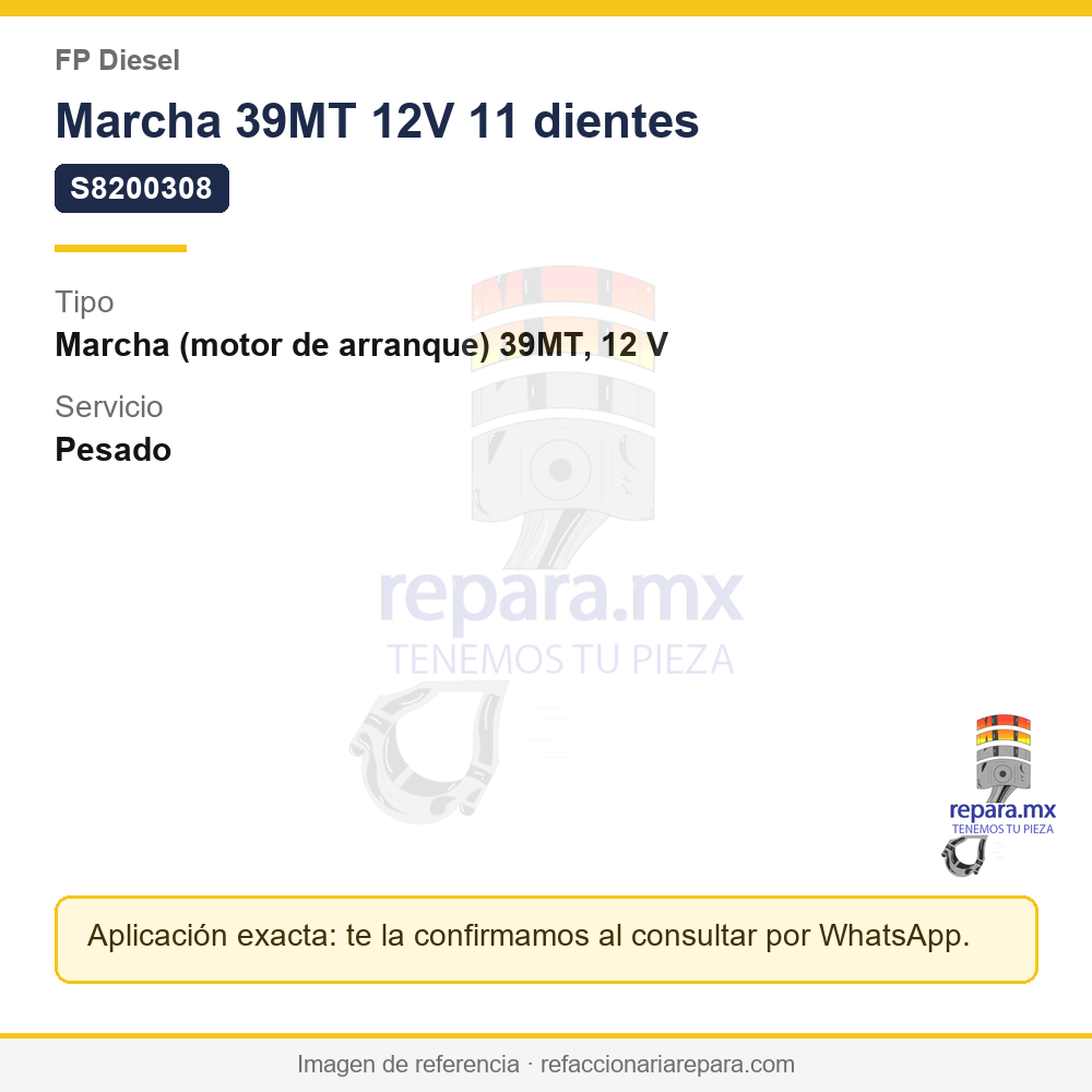 Marcha 39MT 12V 11 dientes FP Diesel