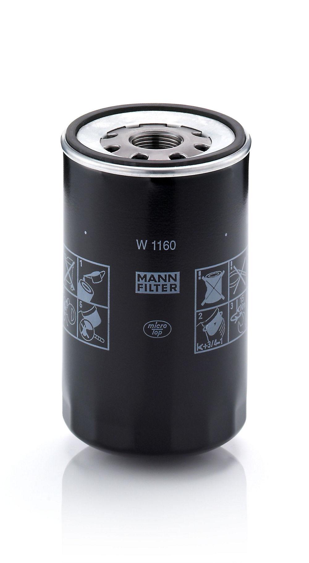 FILTRO DE ACEITE MAN W1160 = MAHLE OC206 DONALDSON P550945 FLEETGUARD LF3506 OM 07W115561 PARA VW BUS JFSV BALDWIN B7116VOCHOBUS marca Mann