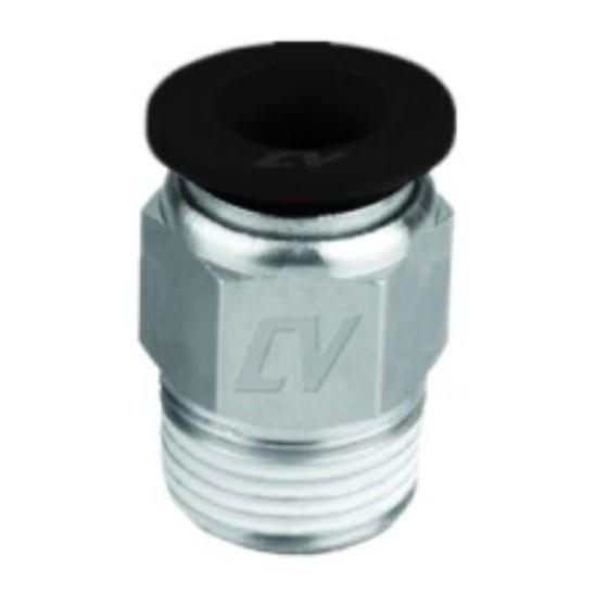 CONEXION NEGRA MACHO RECTO DE 1/8 A 1/8 NPT COVALCA PLASTICO LINEA ECONOMICA