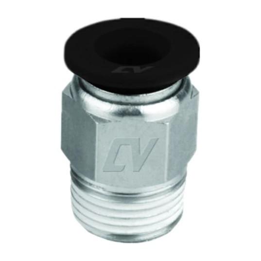 CONEXION NEGRA MACHO RECTO DE 1/8 A 1/4 NPT COVALCA PLASTICO LINEA ECONOMICA