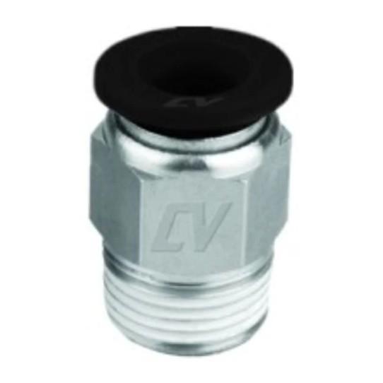 CONEXION NEGRA MACHO RECTO DE 3/8 A 1/4 NPT COVALCA PLASTICO LINEA ECONOMICA