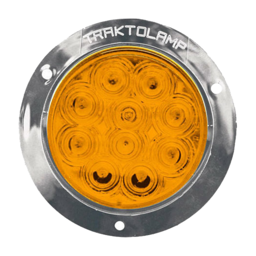 Plafón redondo 4" 10 LED ámbar arillo cromado 12/24V Traktolamp 8000CA