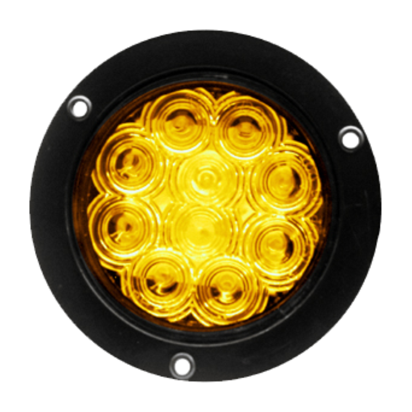 Plafón redondo 4" 10 LED ámbar arillo negro conexión directa 12/24V Traktolamp 8000NFA