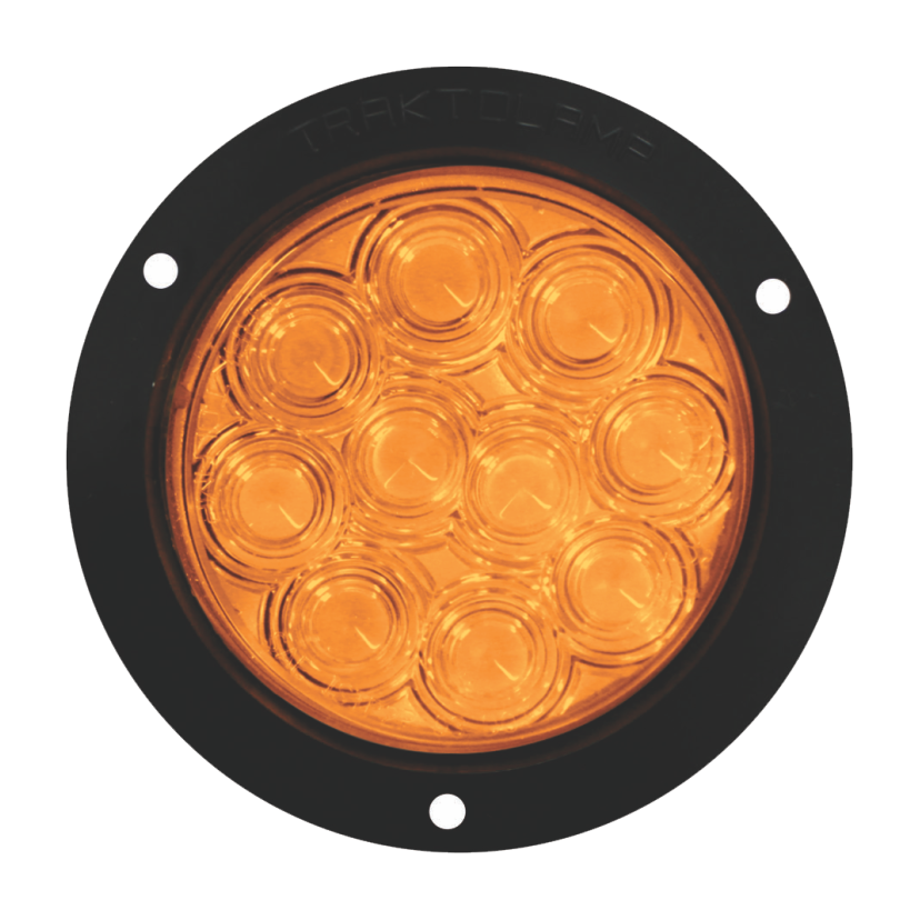 Plafón redondo 4" 10 LED ámbar arillo negro base plana 12/24V Traktolamp 8001NA