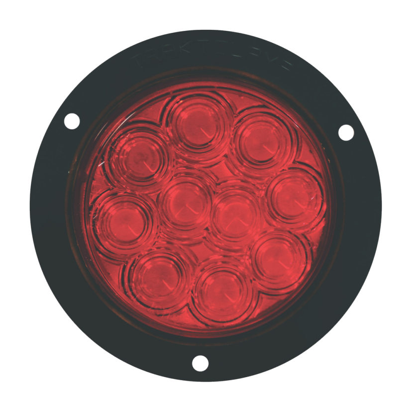 Plafón redondo 4" 10 LED rojo arillo negro base plana 12/24V Traktolamp 8001NR