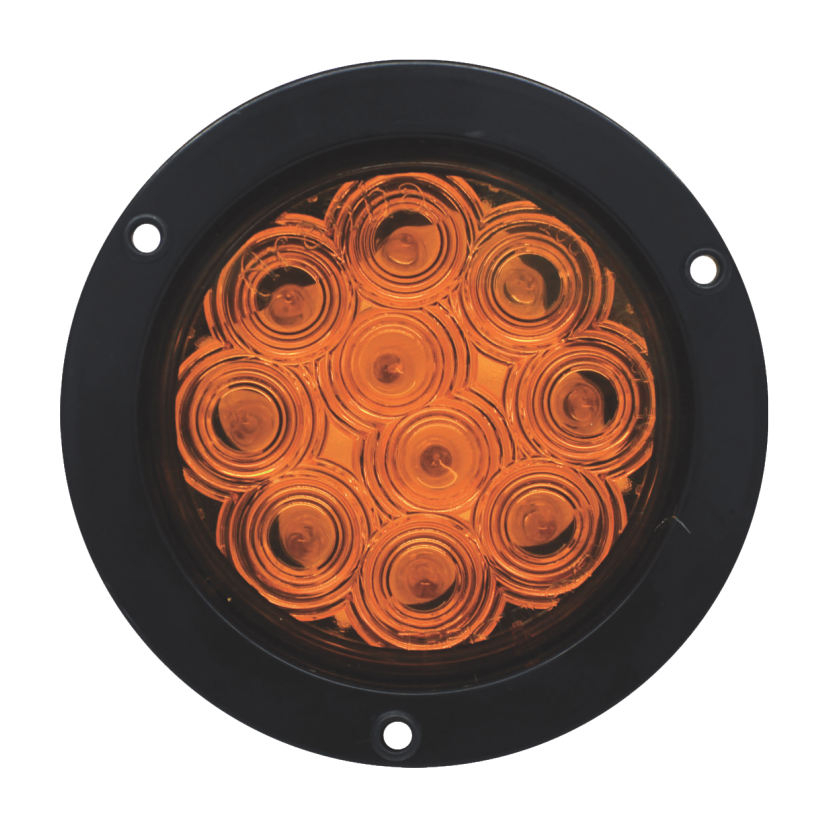 Plafón redondo 4" 10 LED ámbar arillo negro 12/24V Traktolamp 8002A