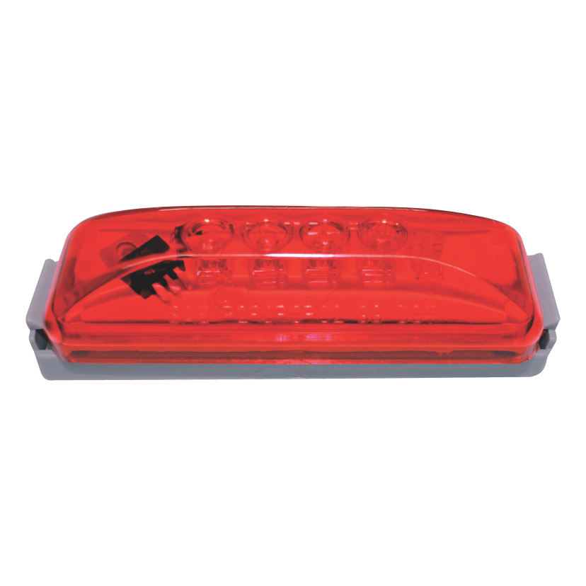 Plafón rectangular 4 LED rojo lente con ópticos toldo Kenworth 12/24V Traktolamp 8013OPR