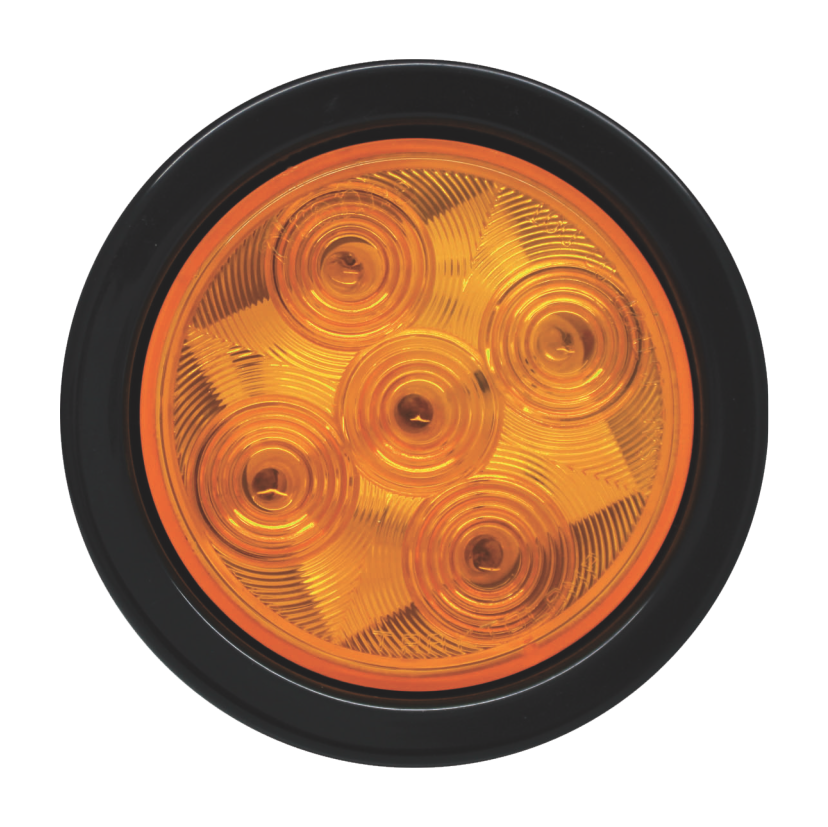 Plafón redondo 4" 5 LED ámbar con grommet 12/24V Traktolamp 8020A