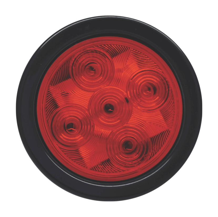 Plafón redondo 4" 5 LED rojo con grommet 12/24V Traktolamp 8020R