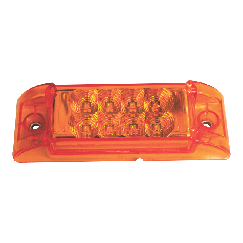 Plafón rectangular 8 LED ámbar con embellecedor lente con ópticos 12/24V Traktolamp 8025EOPA