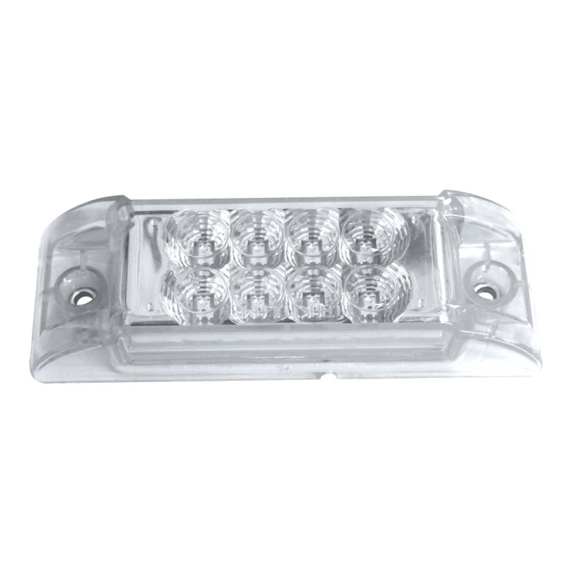 Plafón rectangular 8 LED cristal con embellecedor lente con ópticos 12/24V Traktolamp 8025EOPC