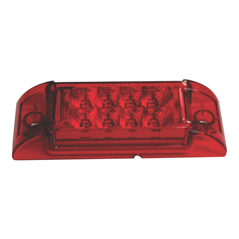 Plafón rectangular 8 LED rojo con embellecedor lente con ópticos 12/24V Traktolamp 8025EOPR