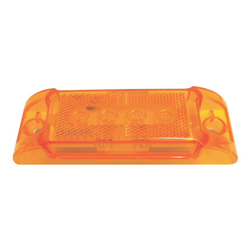 Plafón rectangular 4 LED ámbar lente con ópticos 12/24V Traktolamp 8025OPA