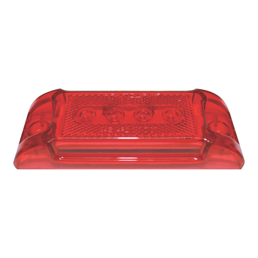 Plafón rectangular 4 LED rojo lente con ópticos 12/24V Traktolamp 8025OPR