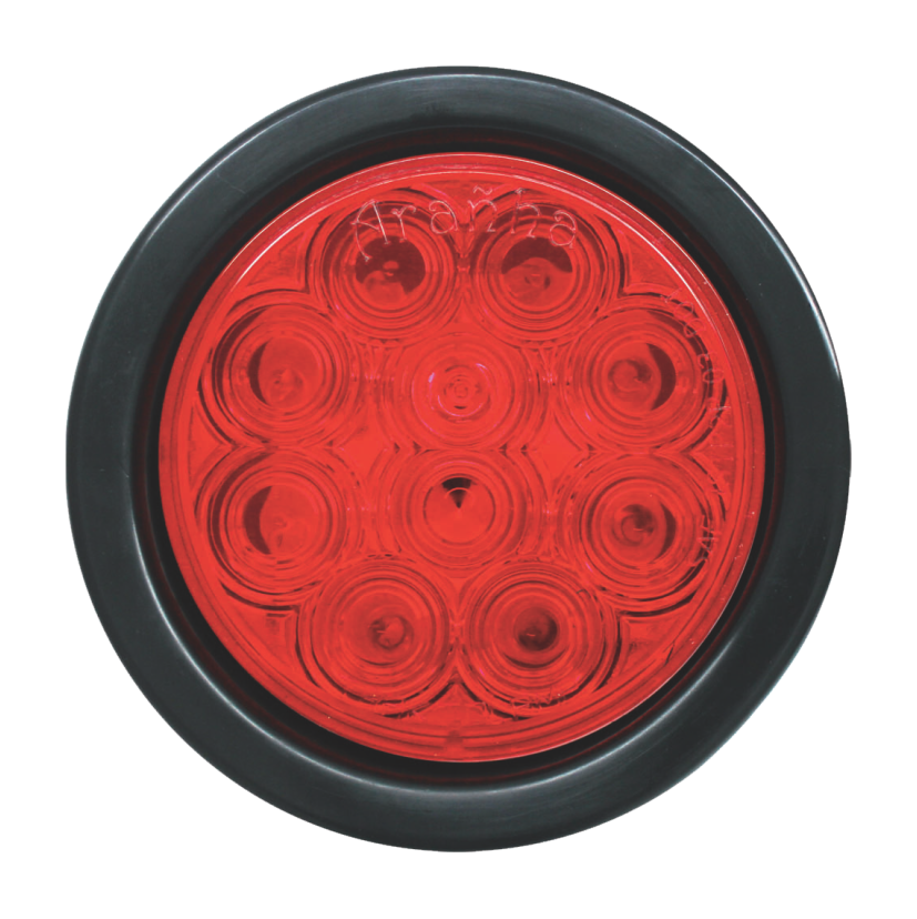 Plafón redondo 4" 10 LED rojo giratorio con grommet 12/24V Traktolamp 8026RR