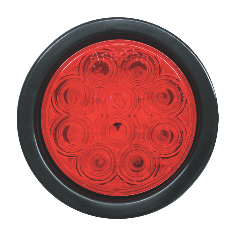 Plafón redondo 4" 10 LED rojo ráfaga con grommet 12/24V Traktolamp 8028R