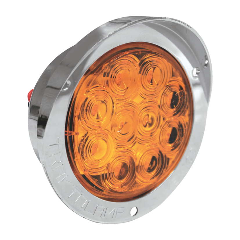 Plafón redondo 4" 10 LED ámbar cachucha cromada 12/24V Traktolamp 8029CA