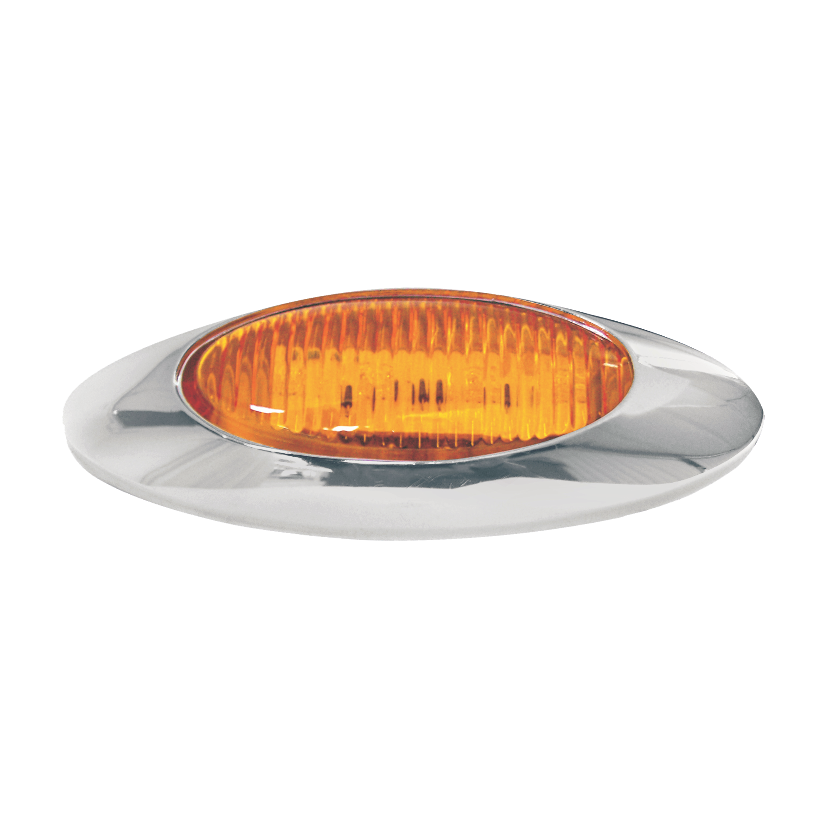 Plafón ovalado 4 LED ámbar bisel cromado 12/24V Traktolamp 8038CA