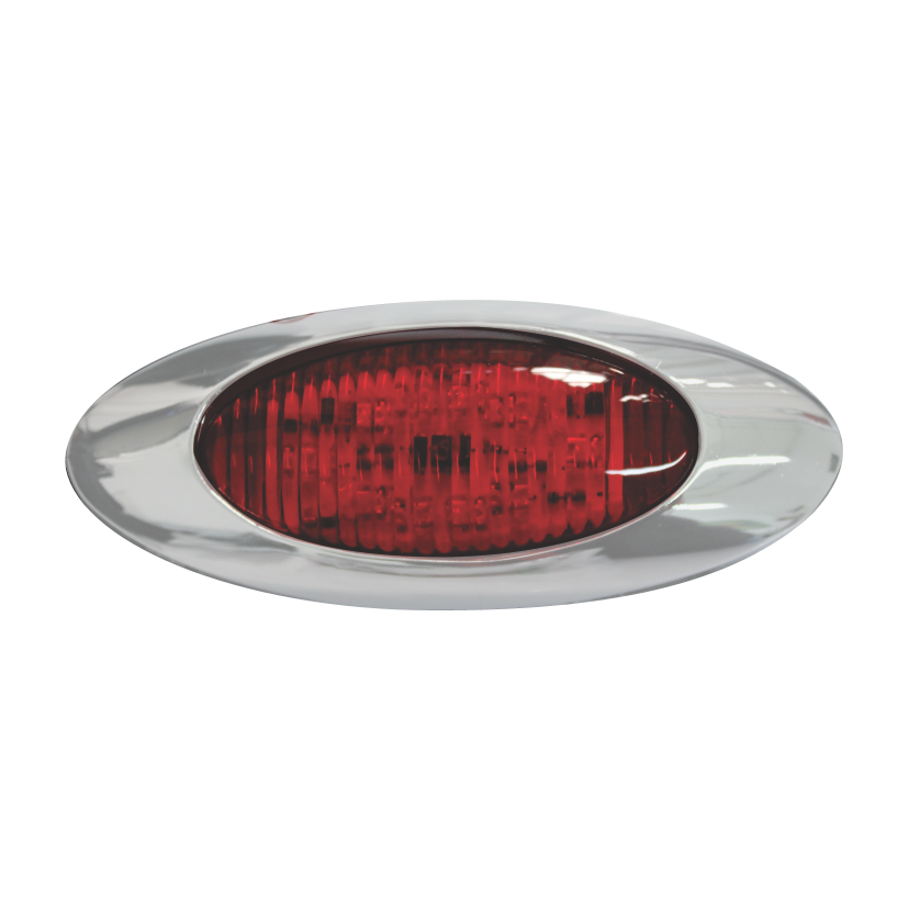 Plafón ovalado 10 LED rojo ráfaga bisel cromado 12/24V Traktolamp 8038CRR