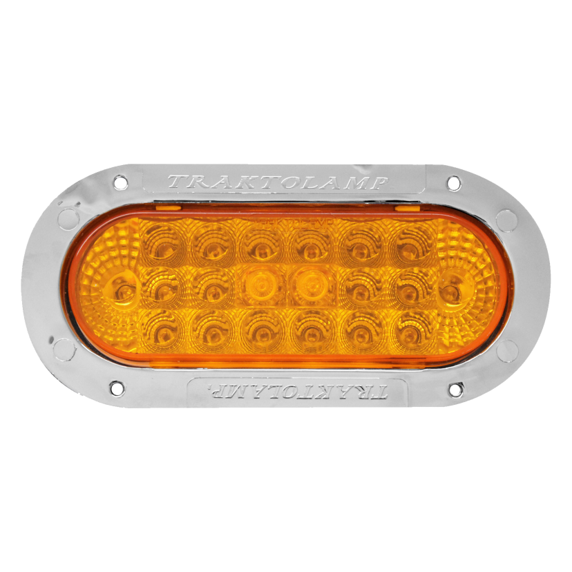 Plafón ovalado 20 LED ámbar arillo cromado con embellecedor 12/24V Traktolamp 8041CEA