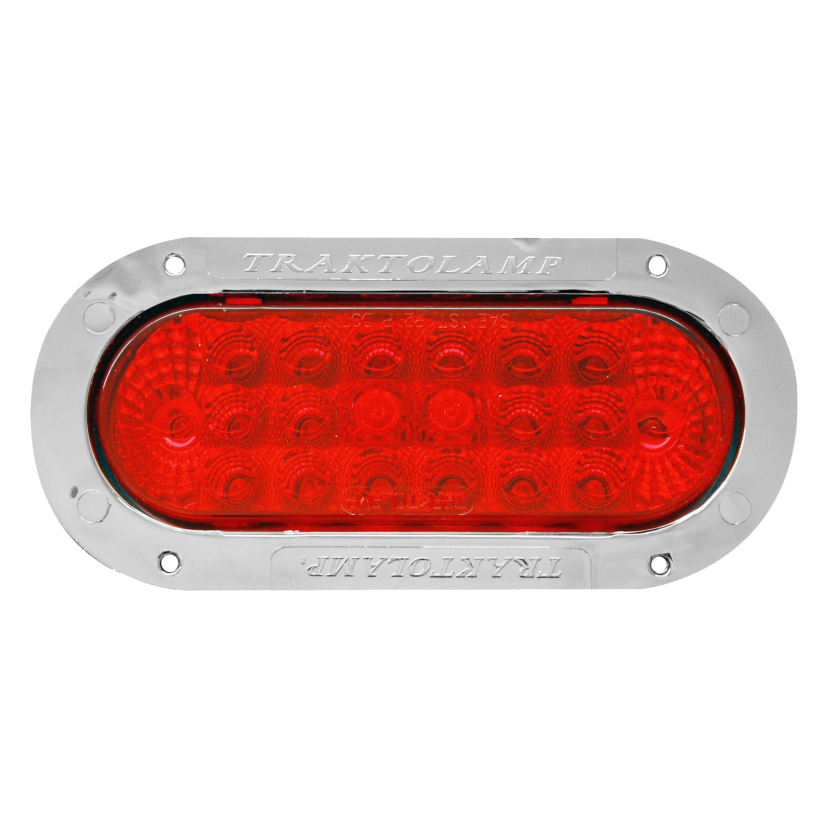 Plafón ovalado 20 LED rojo arillo cromado 12/24V Traktolamp 8041CER