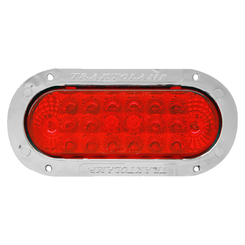 Plafón ovalado 20 LED rojo ráfaga arillo cromado con embellecedor 12/24V Traktolamp 8041CERR