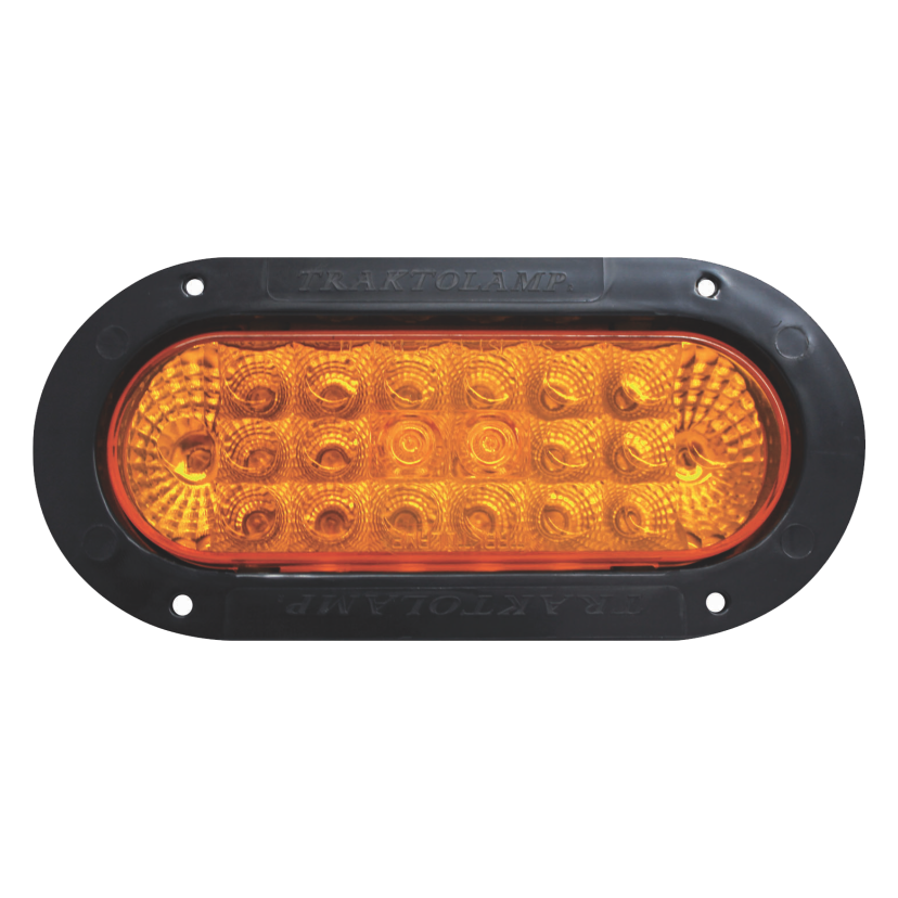 Plafón ovalado 20 LED ámbar arillo negro con embellecedor 12/24V Traktolamp 8041EA