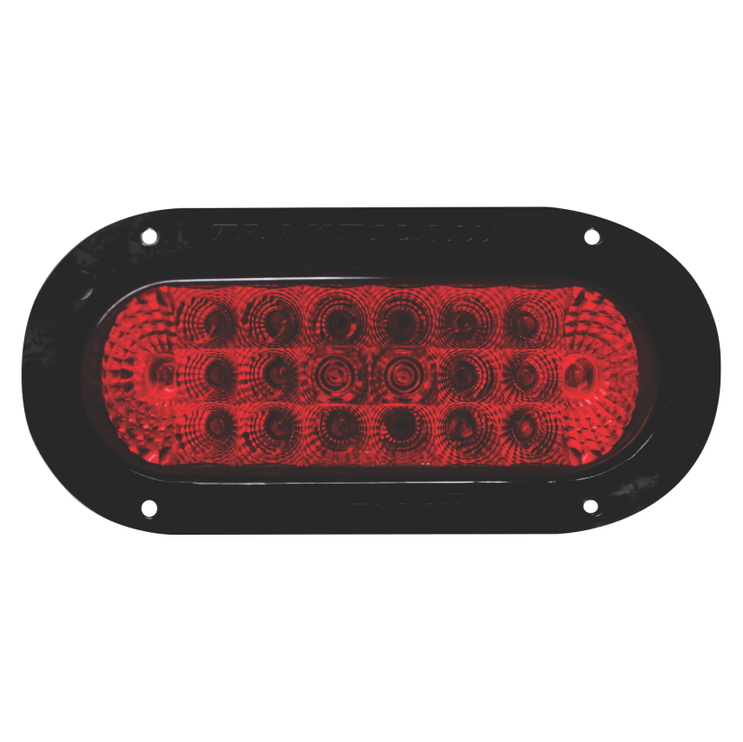 Plafón ovalado 20 LED rojo ráfaga con embellecedor 12/24V Traktolamp 8041ERR