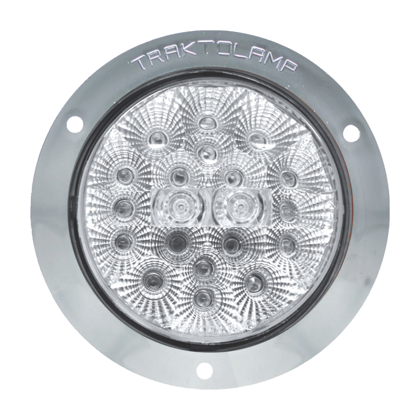 Plafón redondo 4" 20 LED cristal arillo cromado base plana con embellecedor 12/24V Traktolamp 8042CEC