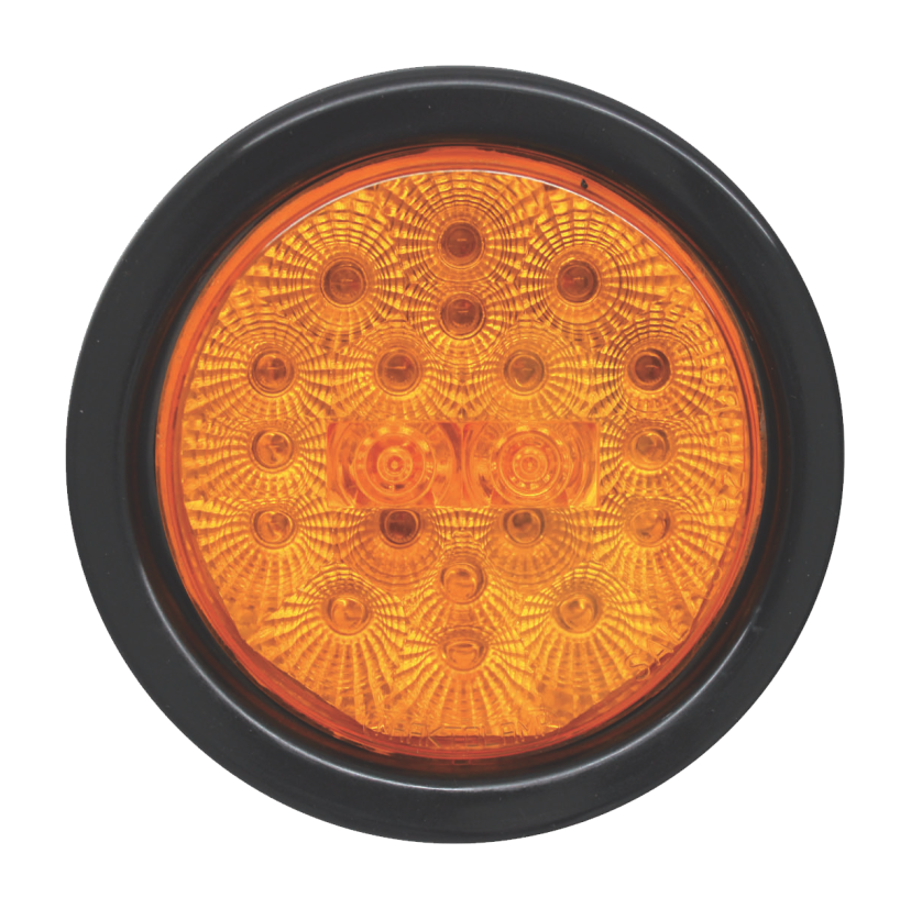 Plafón redondo 4" 20 LED ámbar base plana con embellecedor con grommet 12/24V Traktolamp 8042EA