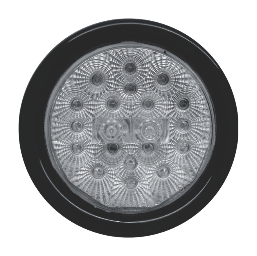 Plafón redondo 4" 20 LED cristal base plana con embellecedor con grommet 12/24V Traktolamp 8042EC
